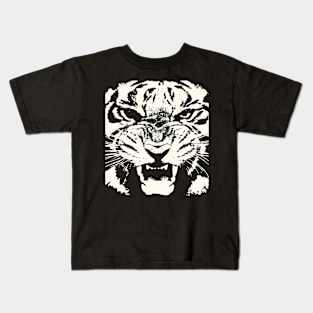 Tiger Vector Artistic White Face Cut Out Kids T-Shirt